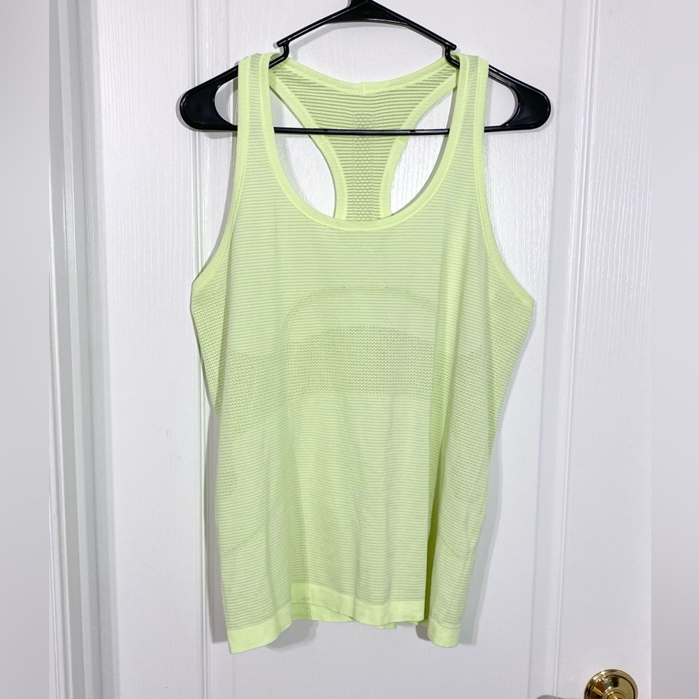 Lululemon Logo Seamless Racerback Tank Top Neon Yellow Size Large